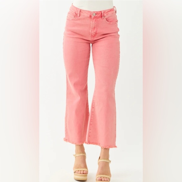 NWT!  Zenana Outfitters Flare Wide Leg Jeans in color Watermelon - Picture 1 of 14